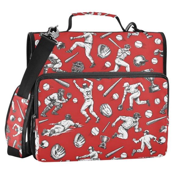 ALAZA Zipper Binder Baseball Player 2 in 3 Ring Trapper Keeper 500 Sheet Capacity File Folder Organizer Bag