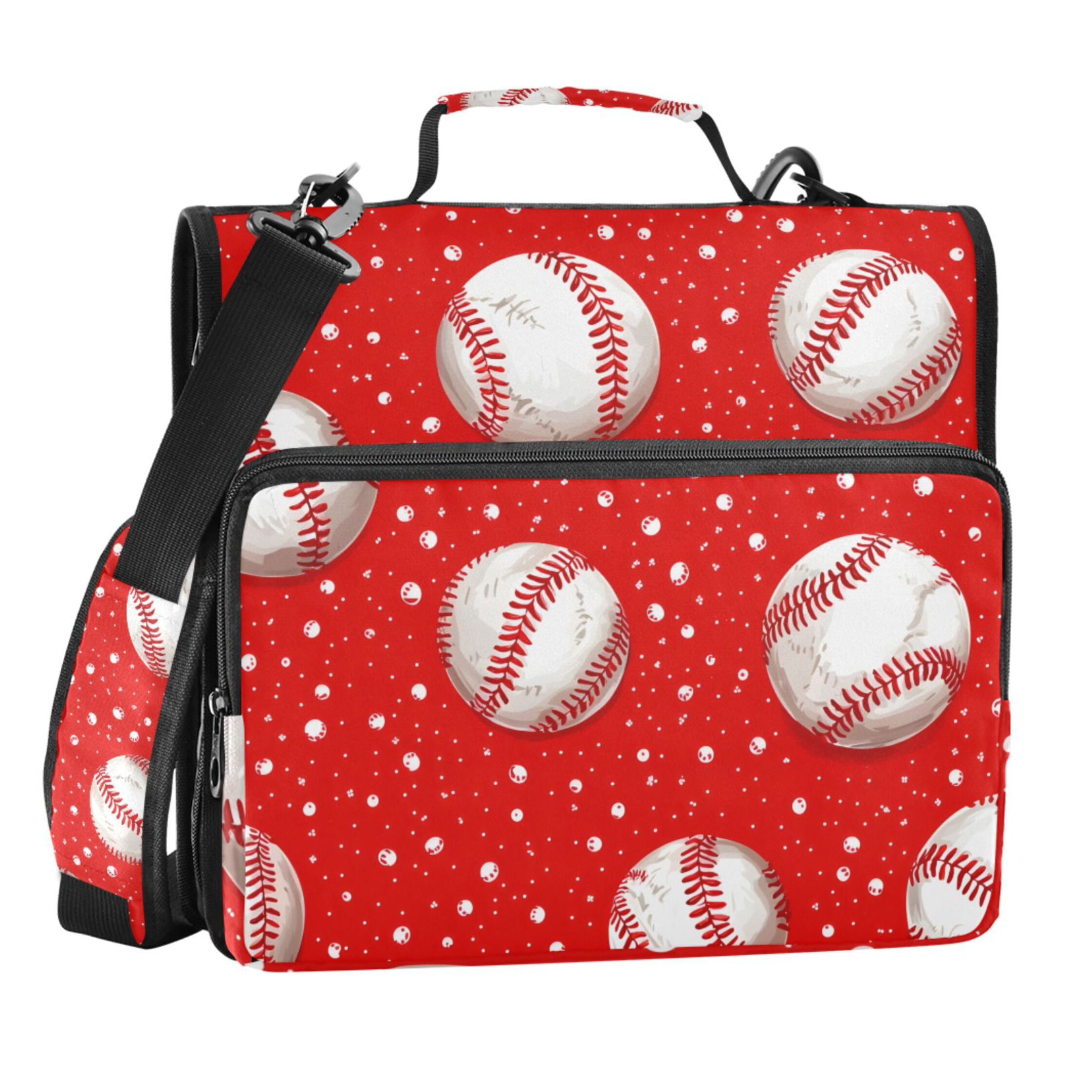 ALAZA Zipper Binder Baseball on Red 3 Ring Trapper Keeper File Folder Organizer Bag