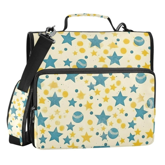 ALAZA Zipper Binder Baseballs Stars Dots 3 Ring Trapper Keeper File Folder Organizer Bag