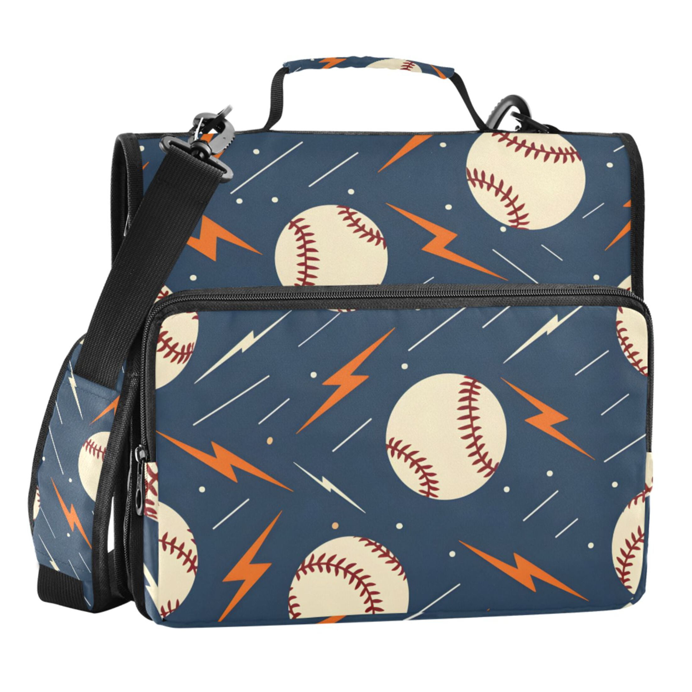 ALAZA Zipper Binder Baseballs with Lightning 3 Ring Trapper Keeper File Folder Organizer Bag