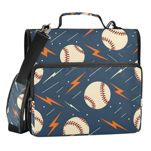 ALAZA Zipper Binder Baseballs with Lightning 3 Ring Trapper Keeper File Folder Organizer Bag