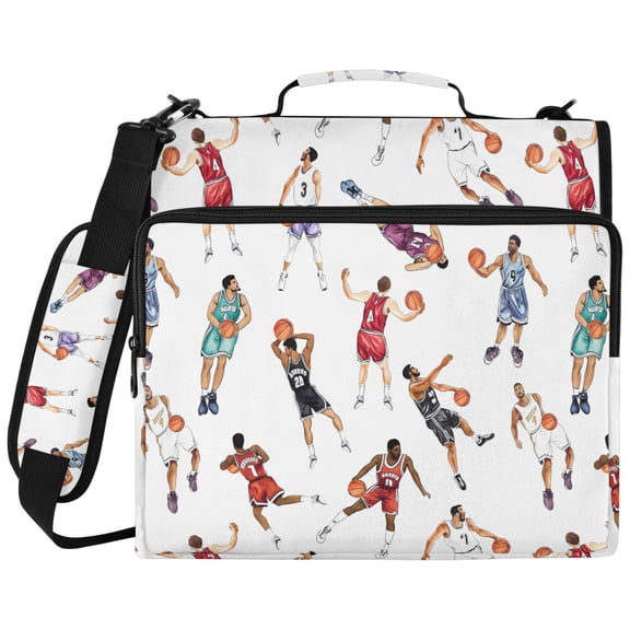 ALAZA Zipper Binder Basketball Player Pattern 2 inch 3 Ring 500 Sheet Capacity Trapper Keeper File Folder Organizer Bag