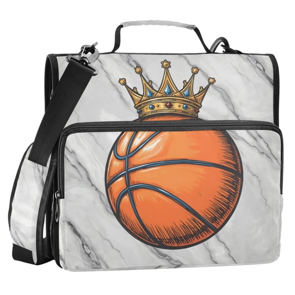 ALAZA Zipper Binder Basketball with Crown 2 in 3 Ring Trapper Keeper 500 Sheet Capacity File Folder Organizer Bag