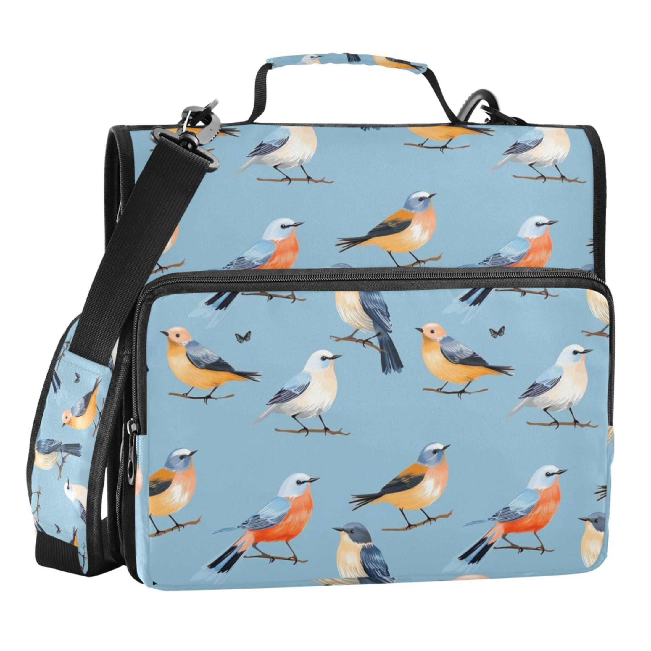 ALAZA Zipper Binder Birds on Blue 3 Ring Trapper Keeper File Folder Organizer Bag