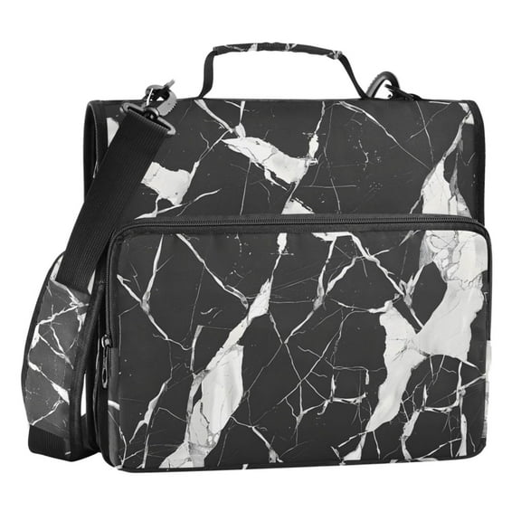 ALAZA Zipper Binder Black and White Marble 3 Ring Trapper Keeper File Folder Organizer Bag