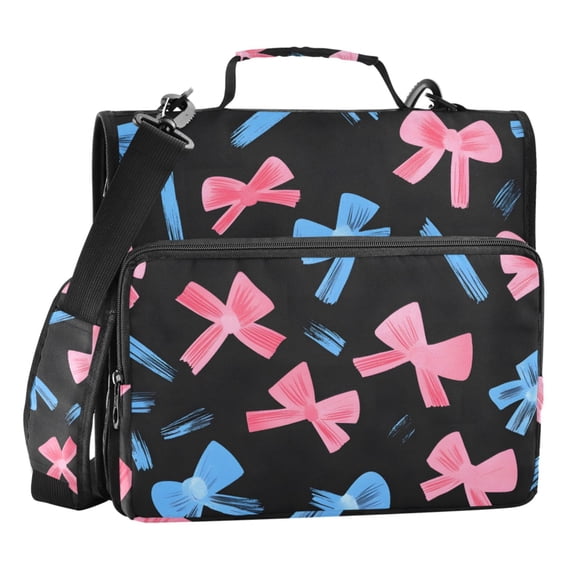 ALAZA Zipper Binder Blue Bow 3 Ring Trapper Keeper File Folder Organizer Bag