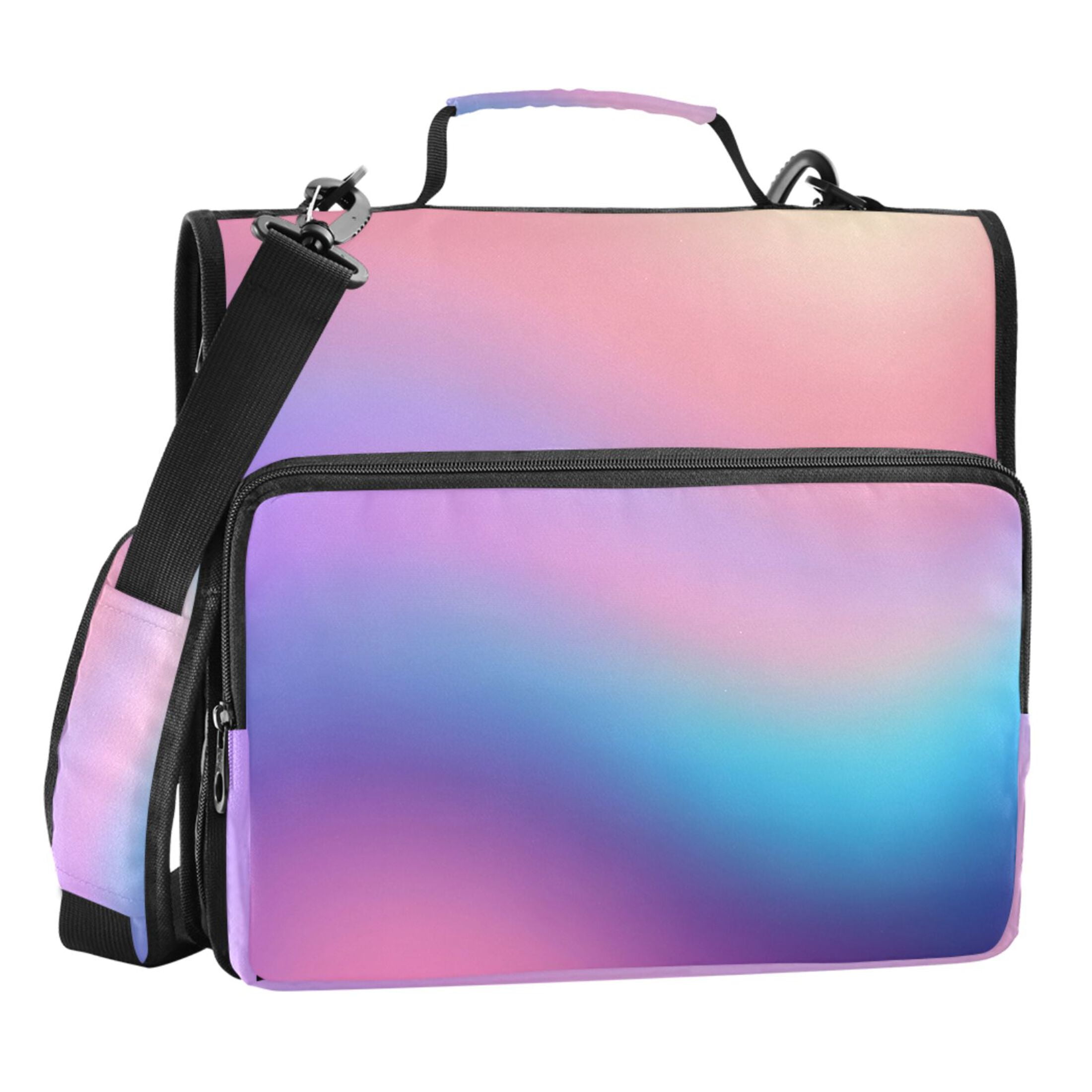 ALAZA Zipper Binder Blue Gradient Pink 3 Ring Trapper Keeper File Folder Organizer Bag