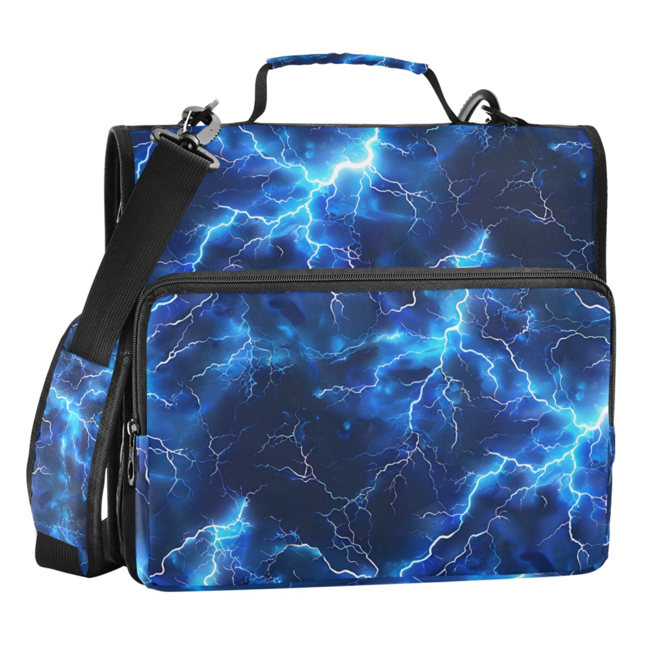 ALAZA Zipper Binder Blue Lightning 3 Ring Trapper Keeper File Folder ...