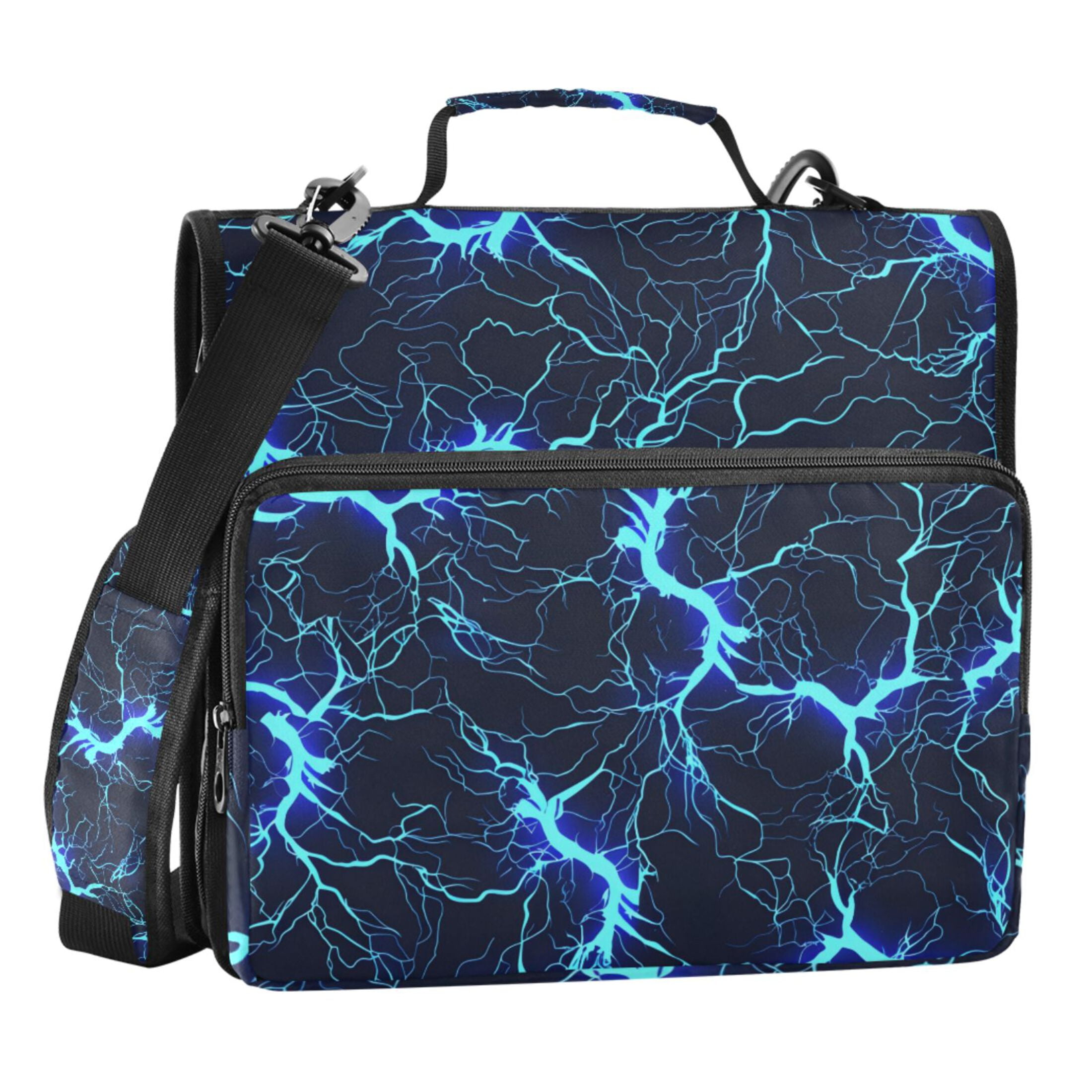 ALAZA Zipper Binder Blue Lightning 3 Ring Trapper Keeper File Folder Organizer Bag