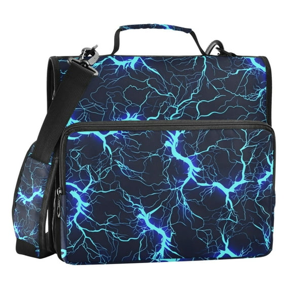 ALAZA Zipper Binder Blue Lightning 3 Ring Trapper Keeper File Folder Organizer Bag