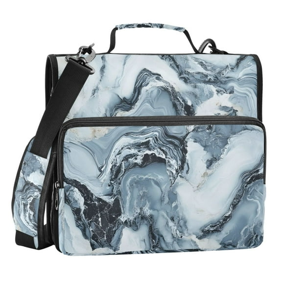 ALAZA Zipper Binder Blue Marble 3 Ring Trapper Keeper File Folder Organizer Bag