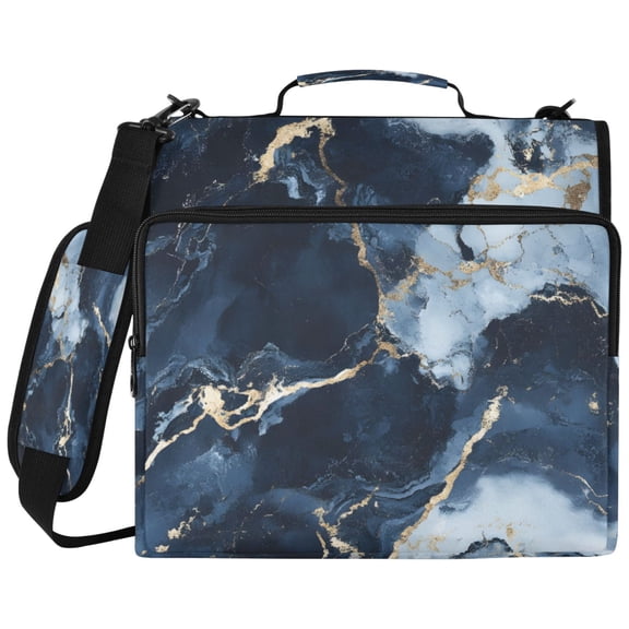 ALAZA Zipper Binder Blue Marble Pattern 2 inch 3 Ring 500 Sheet Capacity Trapper Keeper File Folder Organizer Bag