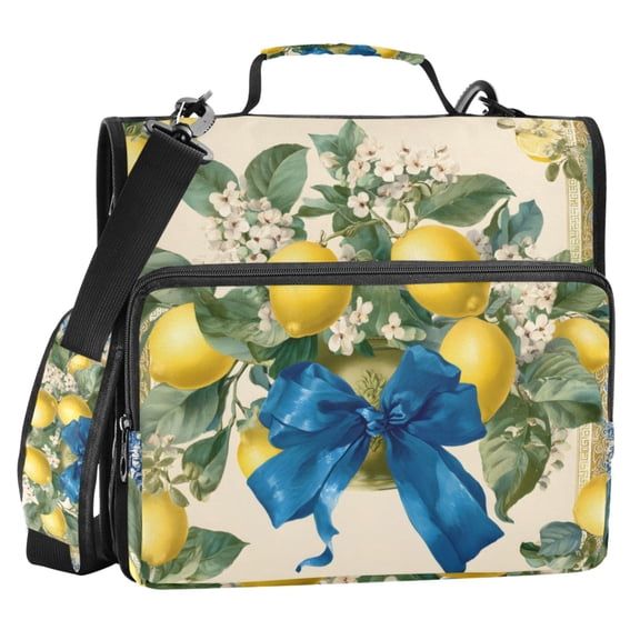 ALAZA Zipper Binder Bow Lemon Boho 2 in 3 Ring Trapper Keeper 500 Sheet Capacity File Folder Organizer Bag