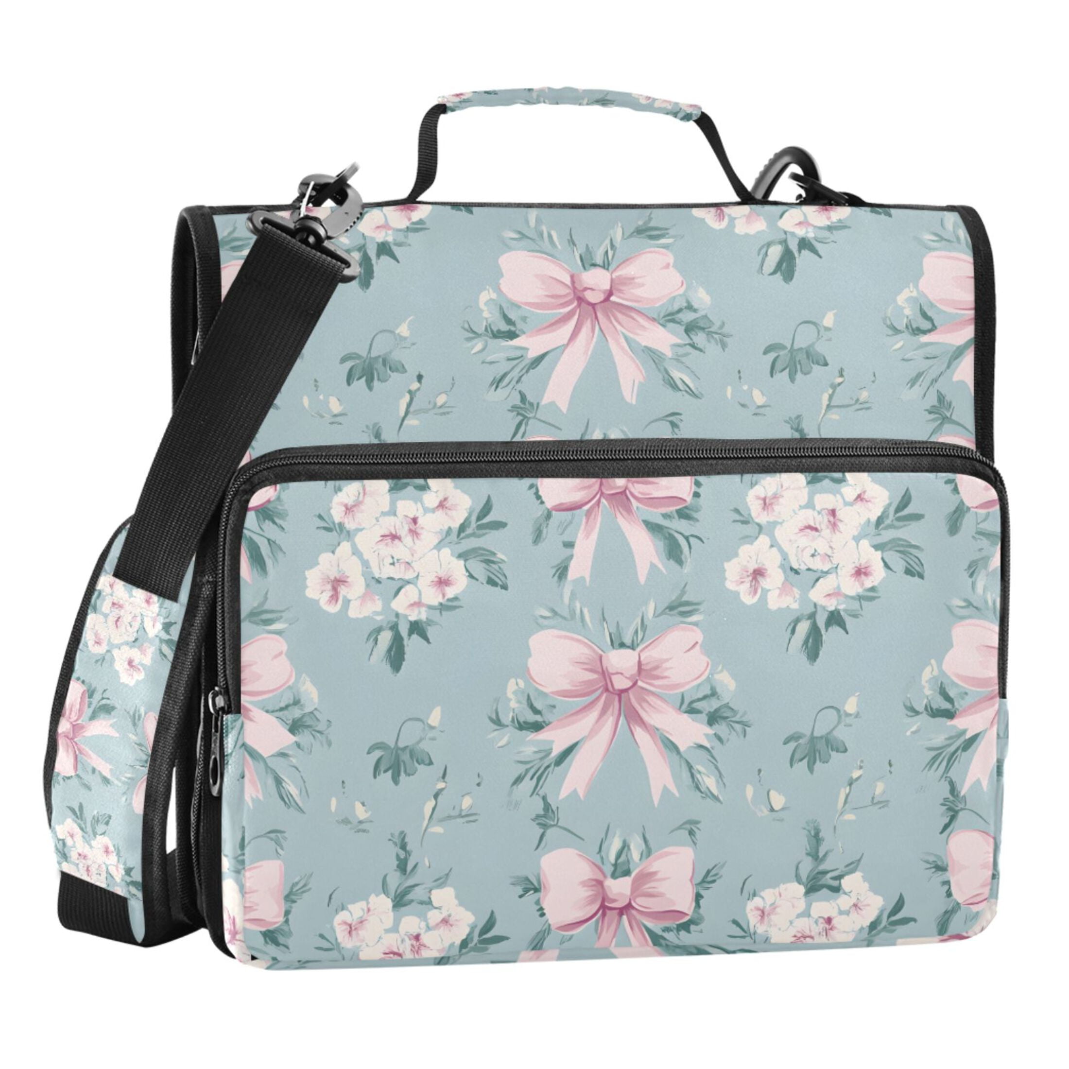 ALAZA Zipper Binder Bows Floral 3 Ring Trapper Keeper File Folder Organizer Bag