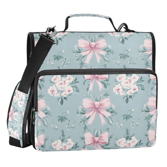 ALAZA Zipper Binder Bows Floral 3 Ring Trapper Keeper File Folder Organizer Bag