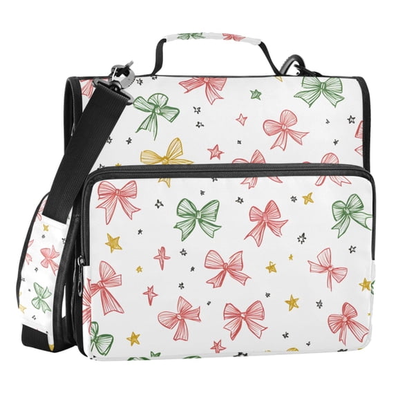 ALAZA Zipper Binder Bows Stars 3 Ring Trapper Keeper File Folder Organizer Bag