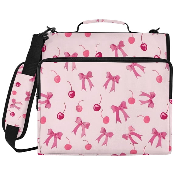 ALAZA Zipper Binder Bows and Cherry Pattern 2 inch 3 Ring 500 Sheet Capacity Trapper Keeper File Folder Organizer Bag
