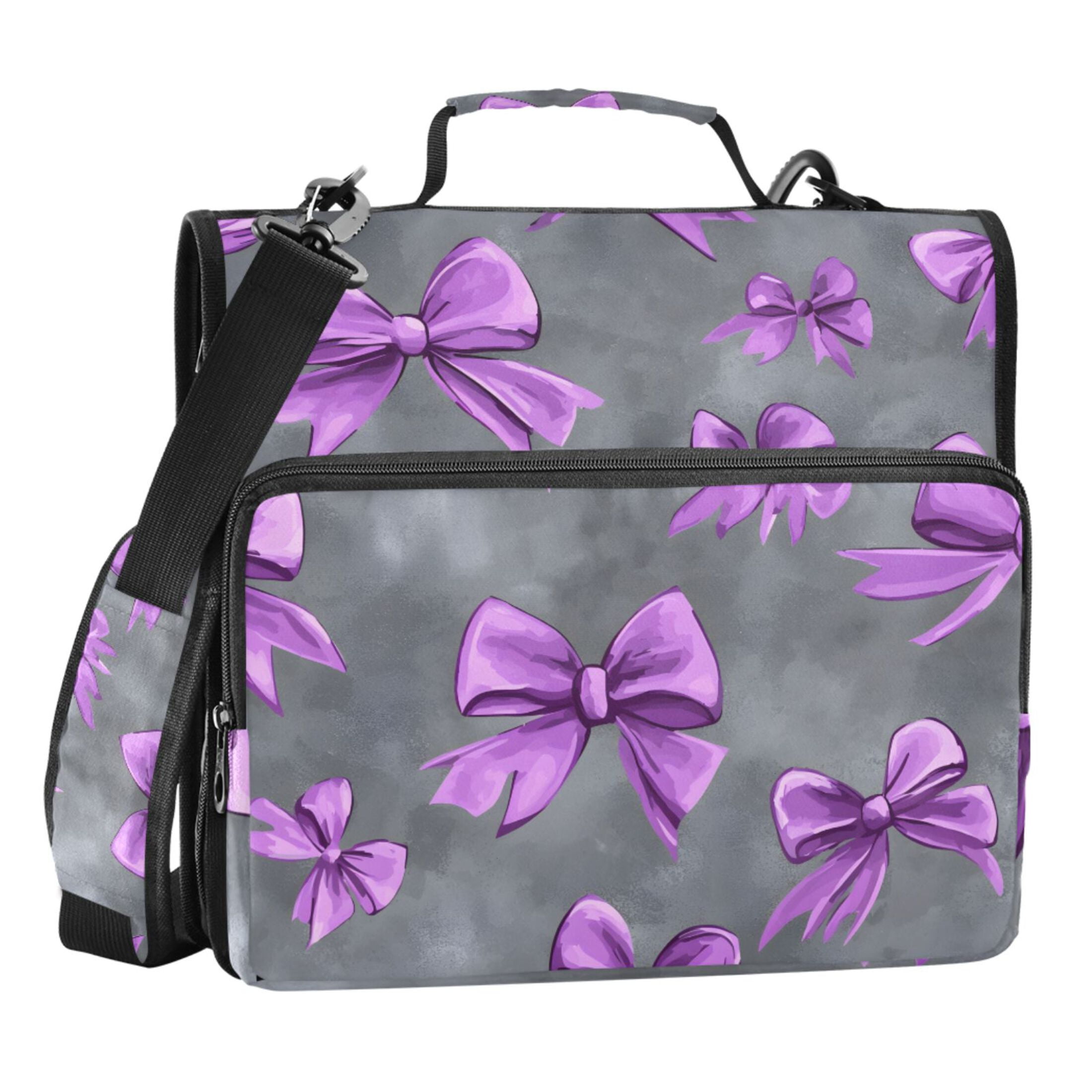 ALAZA Zipper Binder Bows on Grey 3 Ring Trapper Keeper File Folder Organizer Bag