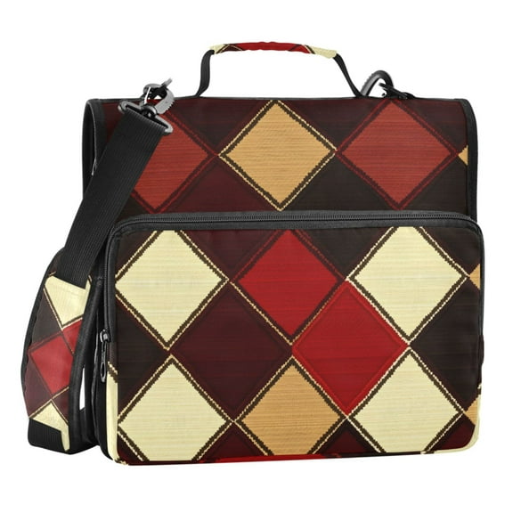 ALAZA Zipper Binder Brown Checkered Plaid Pattern 3 Ring Trapper Keeper File Folder Organizer Bag