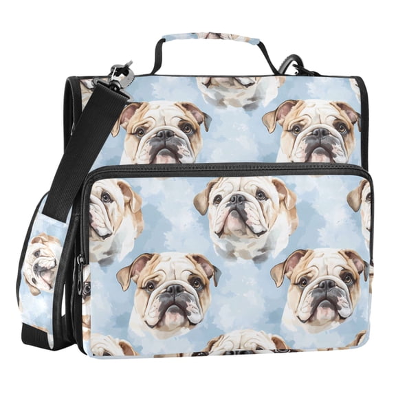 ALAZA Zipper Binder Bulldog Cartoon 3 Ring Trapper Keeper File Folder Organizer Bag