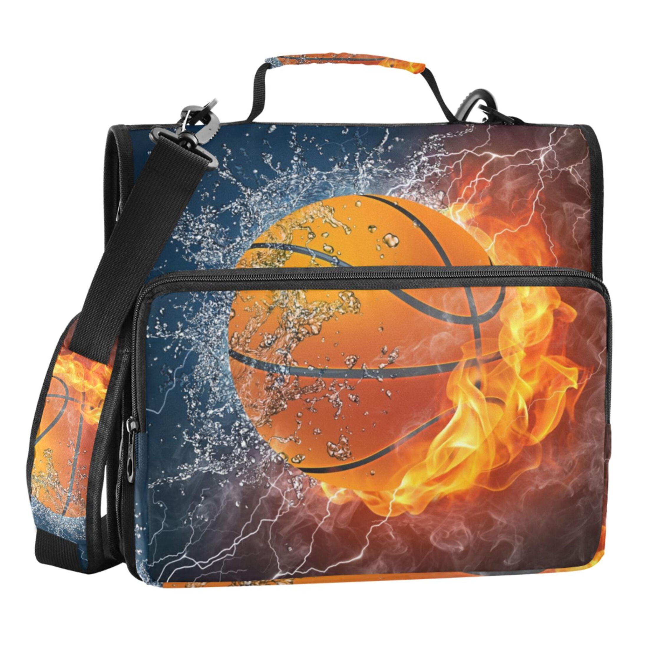 ALAZA Zipper Binder Burning Basketball 3 Ring Trapper Keeper File Folder Organizer Bag