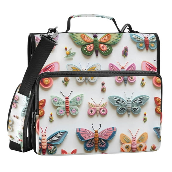 ALAZA Zipper Binder Butterflies 3 Ring Trapper Keeper File Folder Organizer Bag