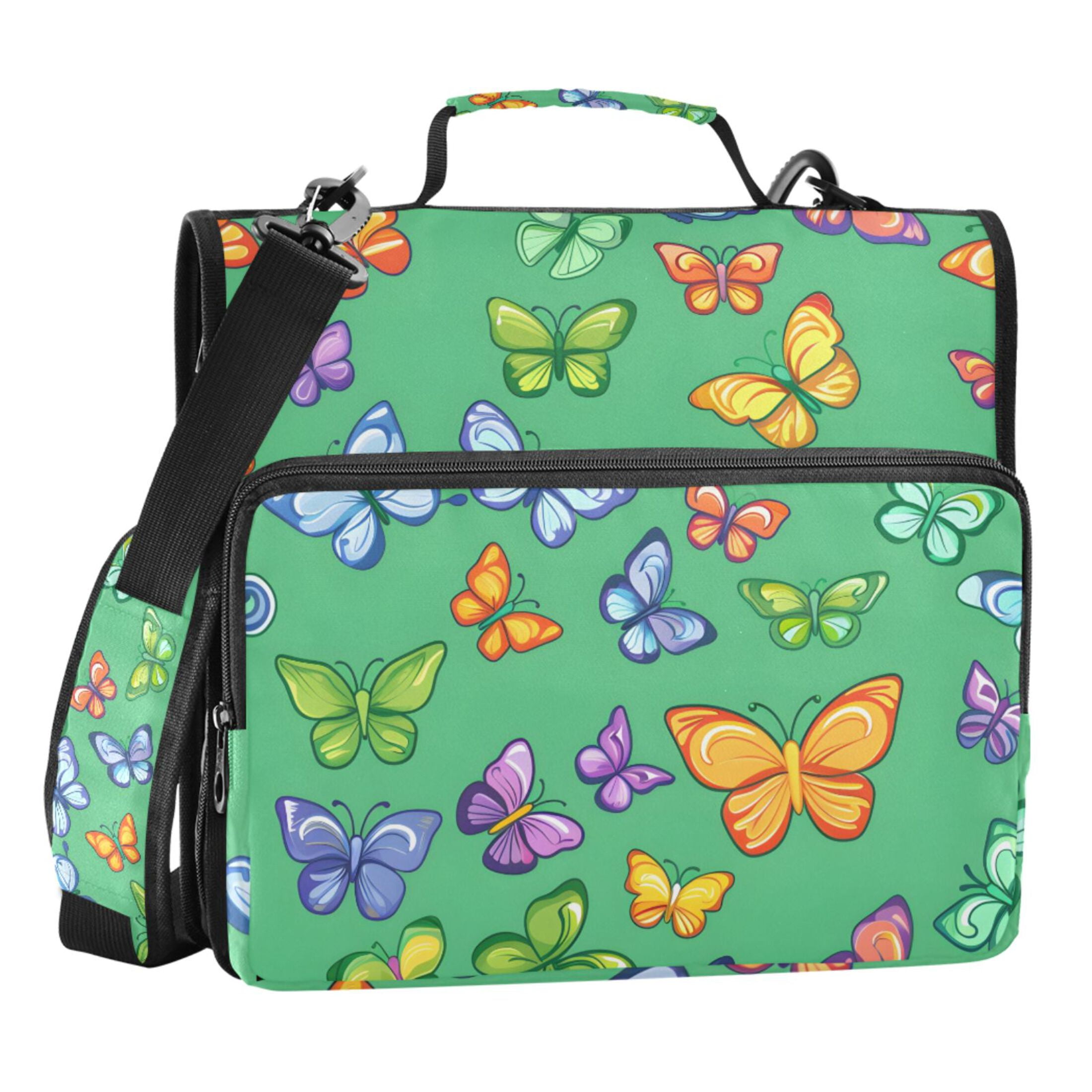 ALAZA Zipper Binder Butterflies on Green 3 Ring Trapper Keeper File ...