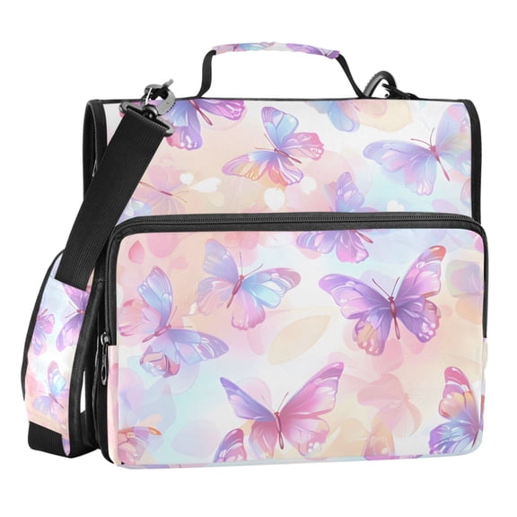 ALAZA Zipper Binder Butterfly on Shiny 3 Ring Trapper Keeper File Folder Organizer Bag