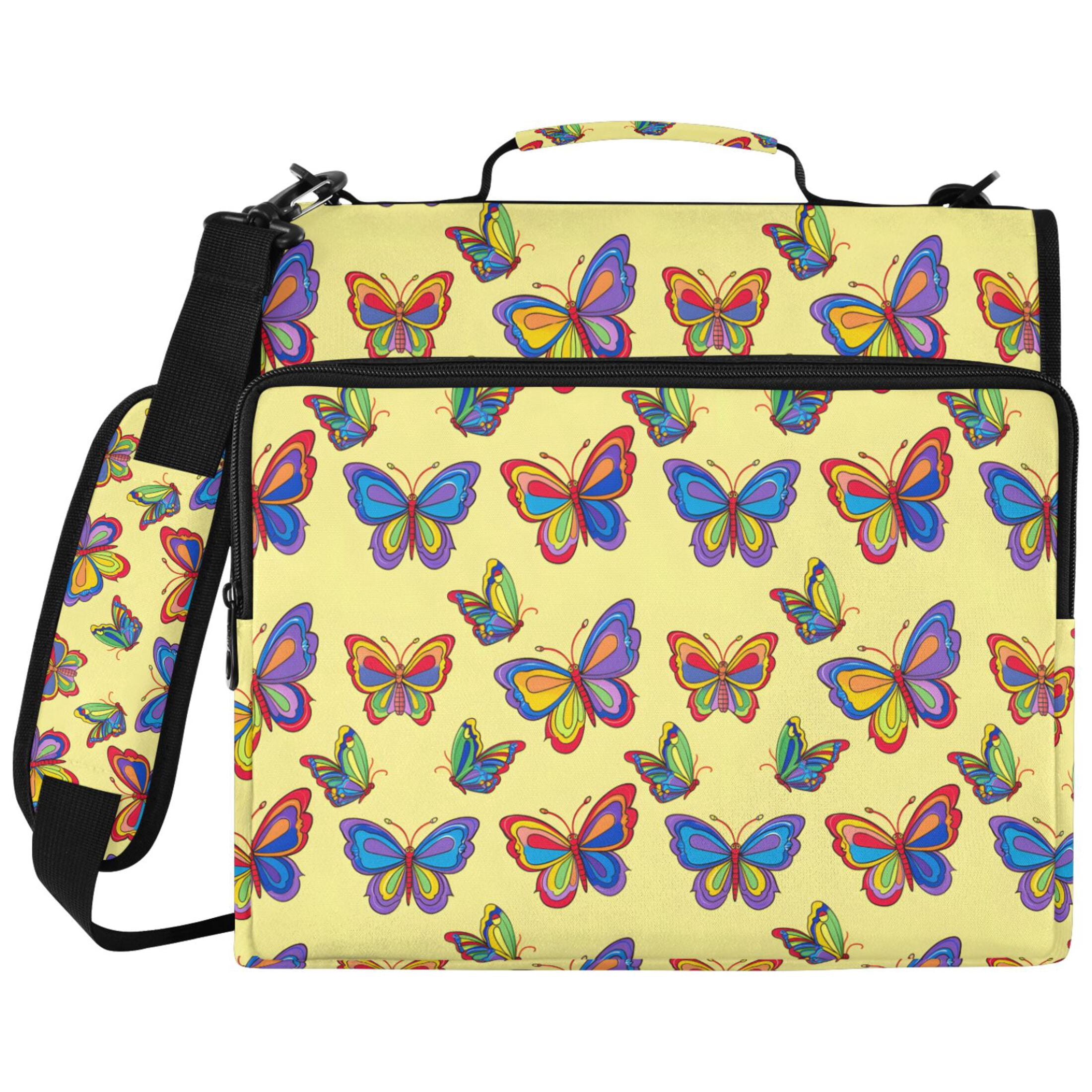 ALAZA Zipper Binder Butterfly on Yellow Pattern 2 inch 3 Ring 500 Sheet ...