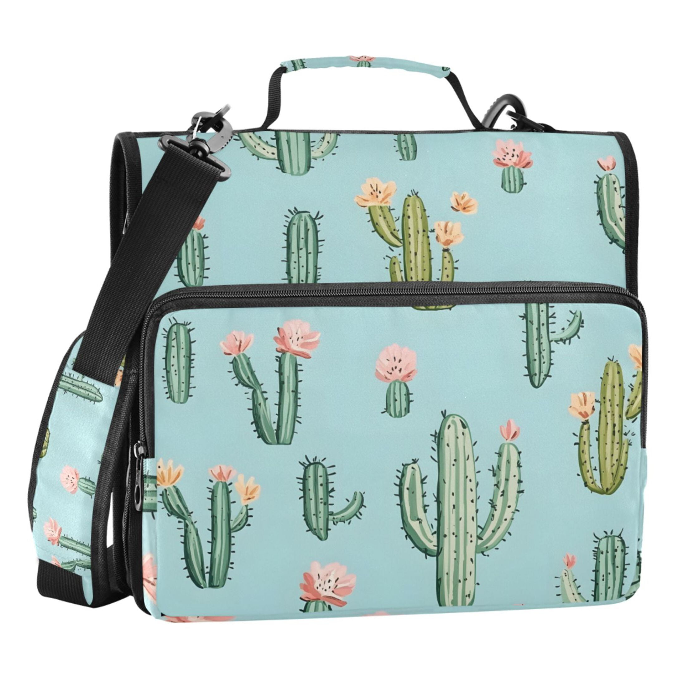 ALAZA Zipper Binder Cactus Flower 3 Ring Trapper Keeper File Folder Organizer Bag
