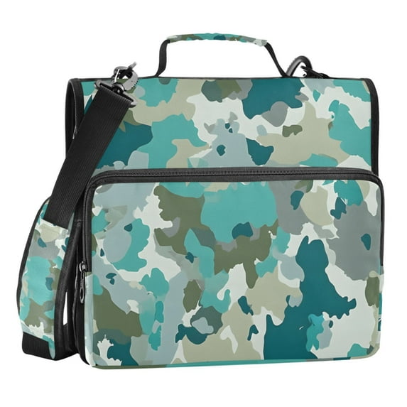ALAZA Zipper Binder Camouflage Blue 3 Ring Trapper Keeper File Folder Organizer Bag