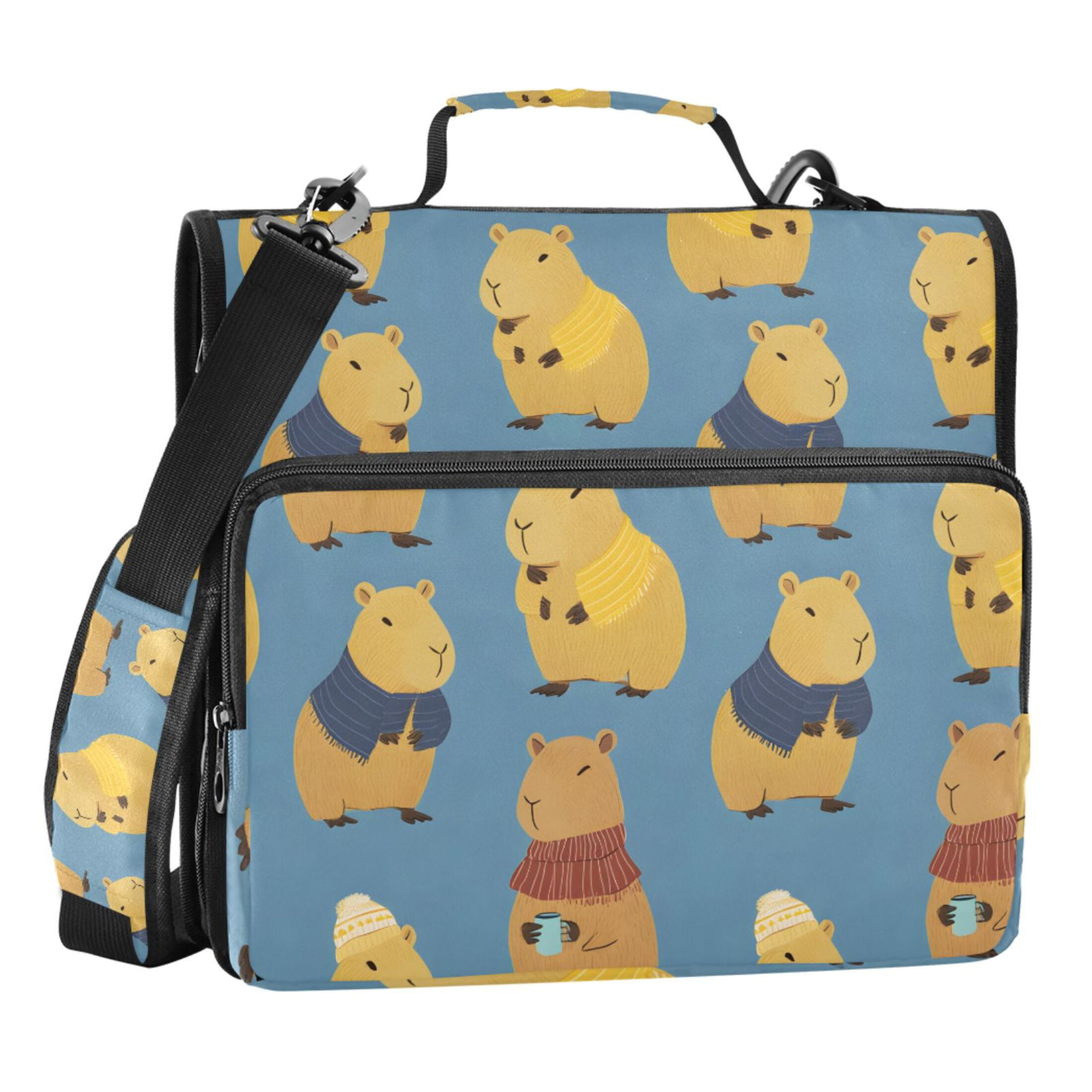 ALAZA Zipper Binder Capybara Blue 3 Ring Trapper Keeper File Folder Organizer Bag