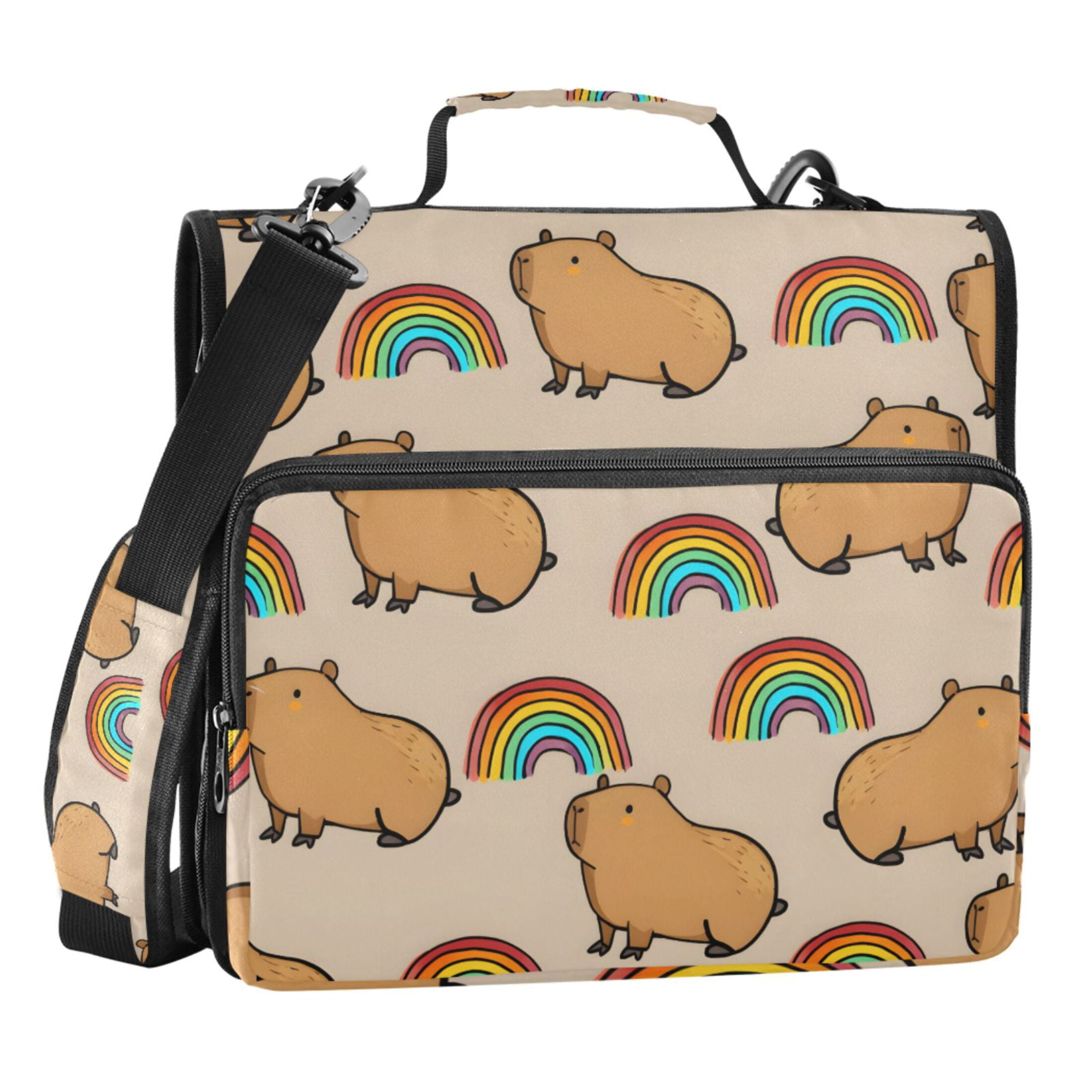 ALAZA Zipper Binder Capybara Rainbows 3 Ring Trapper Keeper File Folder Organizer Bag
