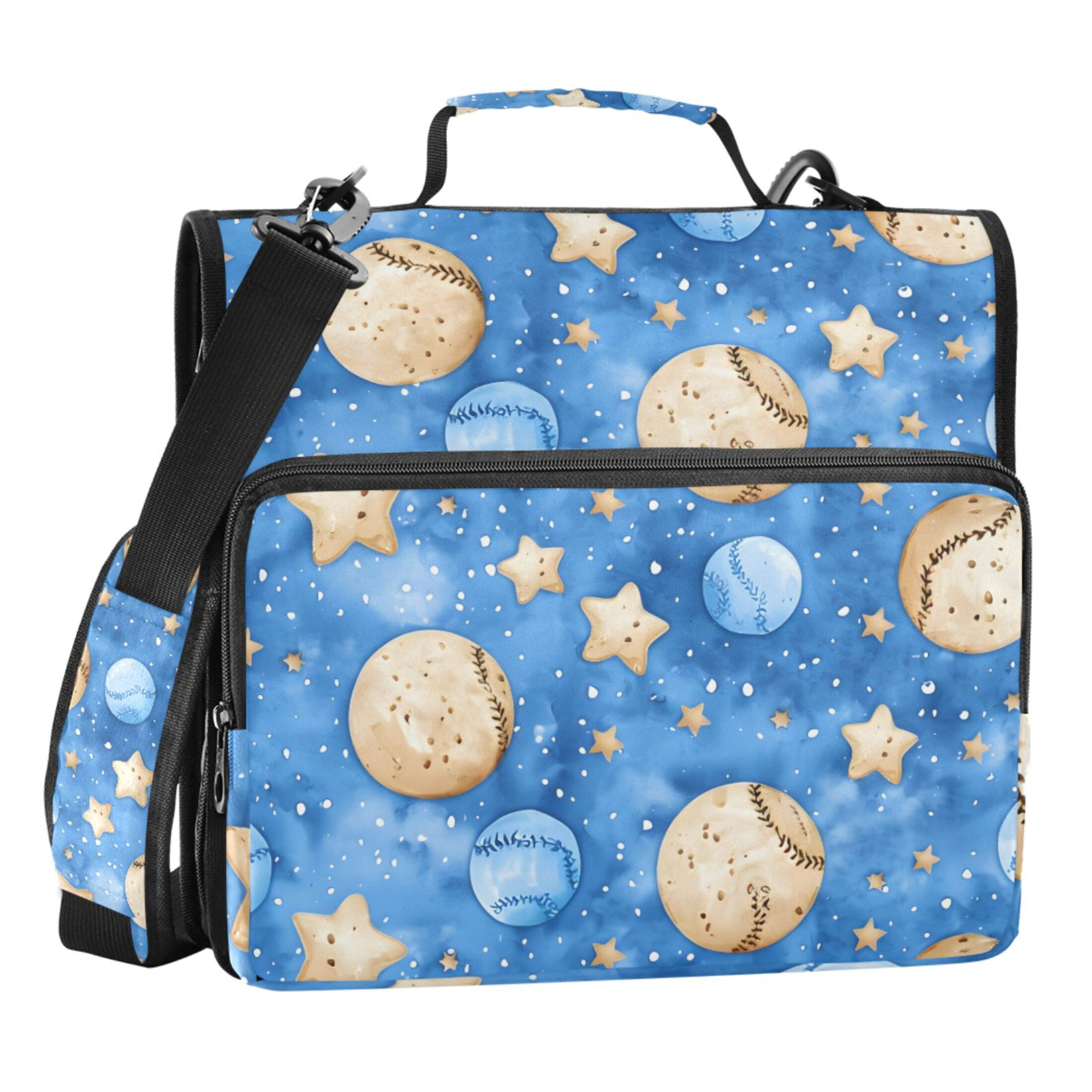 ALAZA Zipper Binder Cartoon Baseball Stars 3 Ring Trapper Keeper File Folder Organizer Bag