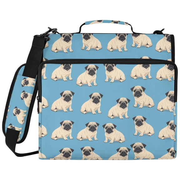 ALAZA Zipper Binder Cartoon Bulldog Pattern 2 inch 3 Ring 500 Sheet Capacity Trapper Keeper File Folder Organizer Bag