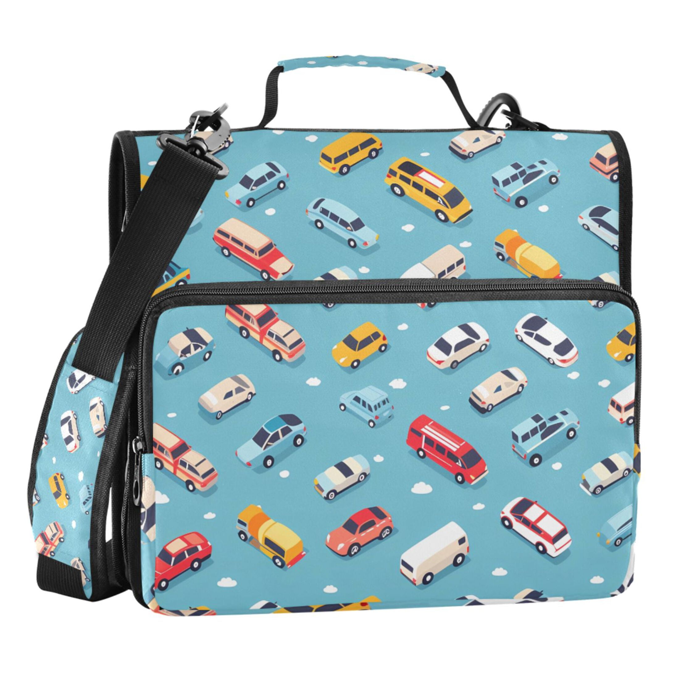 ALAZA Zipper Binder Cartoon Cars 3 Ring Trapper Keeper File Folder Organizer Bag
