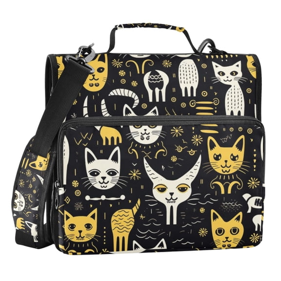 ALAZA Zipper Binder Cartoon Cats 3 Ring Trapper Keeper File Folder Organizer Bag