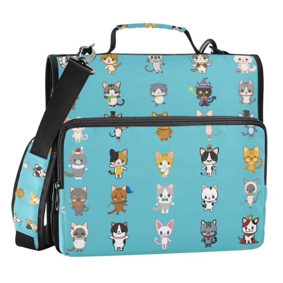 ALAZA Zipper Binder Cartoon Cute Cats 3 Ring Trapper Keeper File Folder Organizer Bag