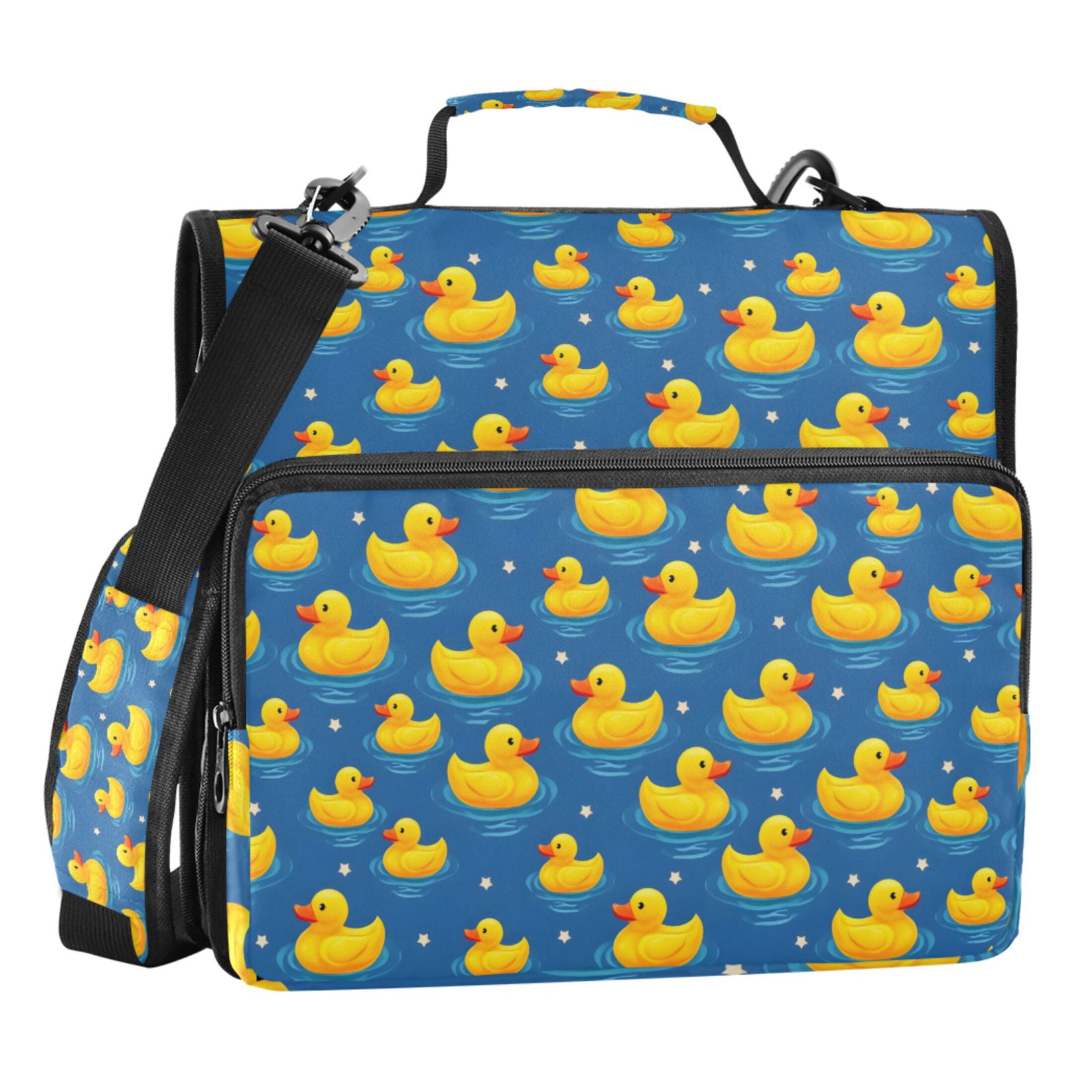 ALAZA Zipper Binder Cartoon Cute Ducks Blue 3 Ring Trapper Keeper File Folder Organizer Bag