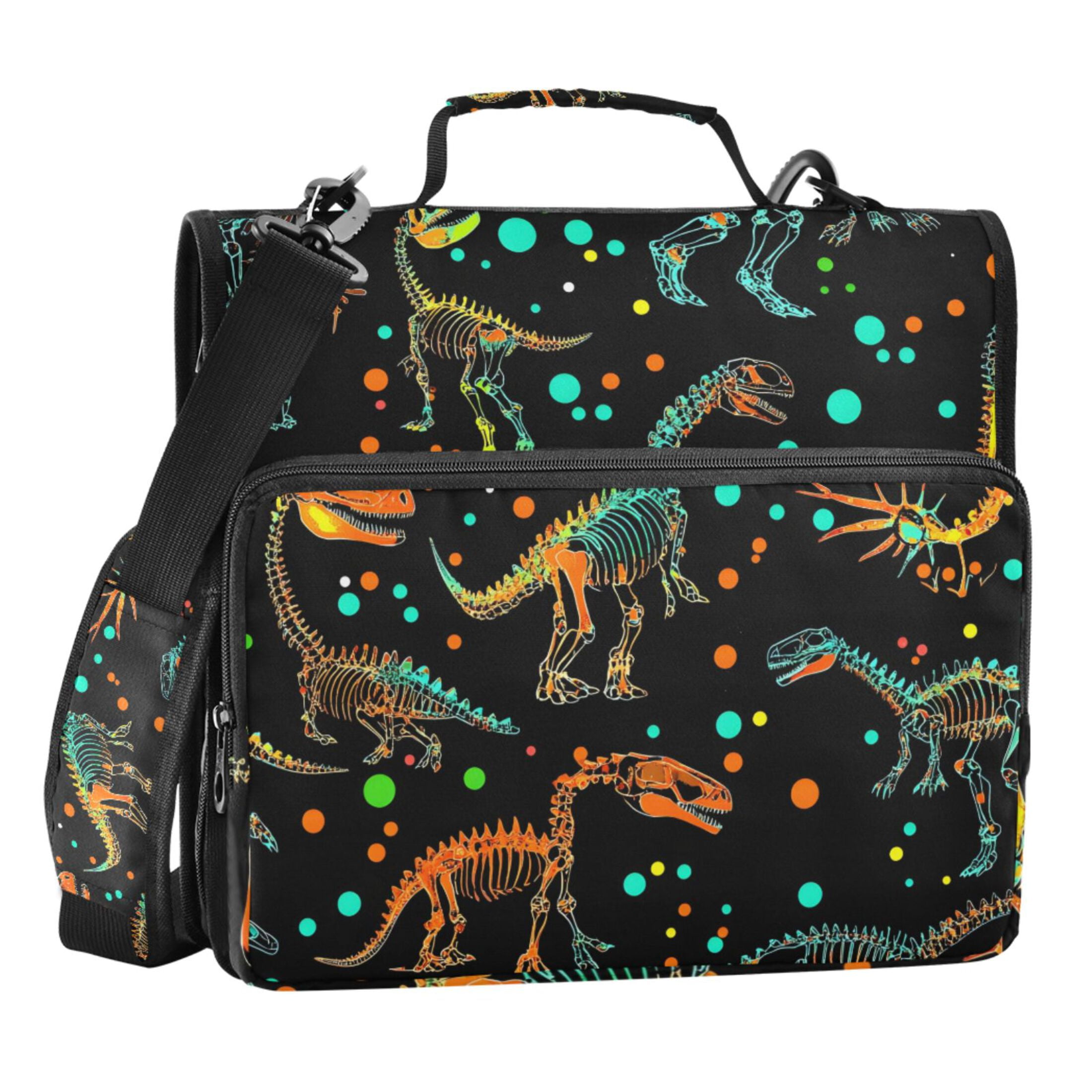 ALAZA Zipper Binder Cartoon Dinosaur 3 Ring Trapper Keeper File Folder Organizer Bag