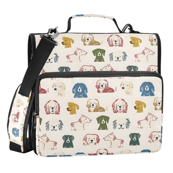 ALAZA Zipper Binder Cartoon Dog Different 3 Ring Trapper Keeper File Folder Organizer Bag