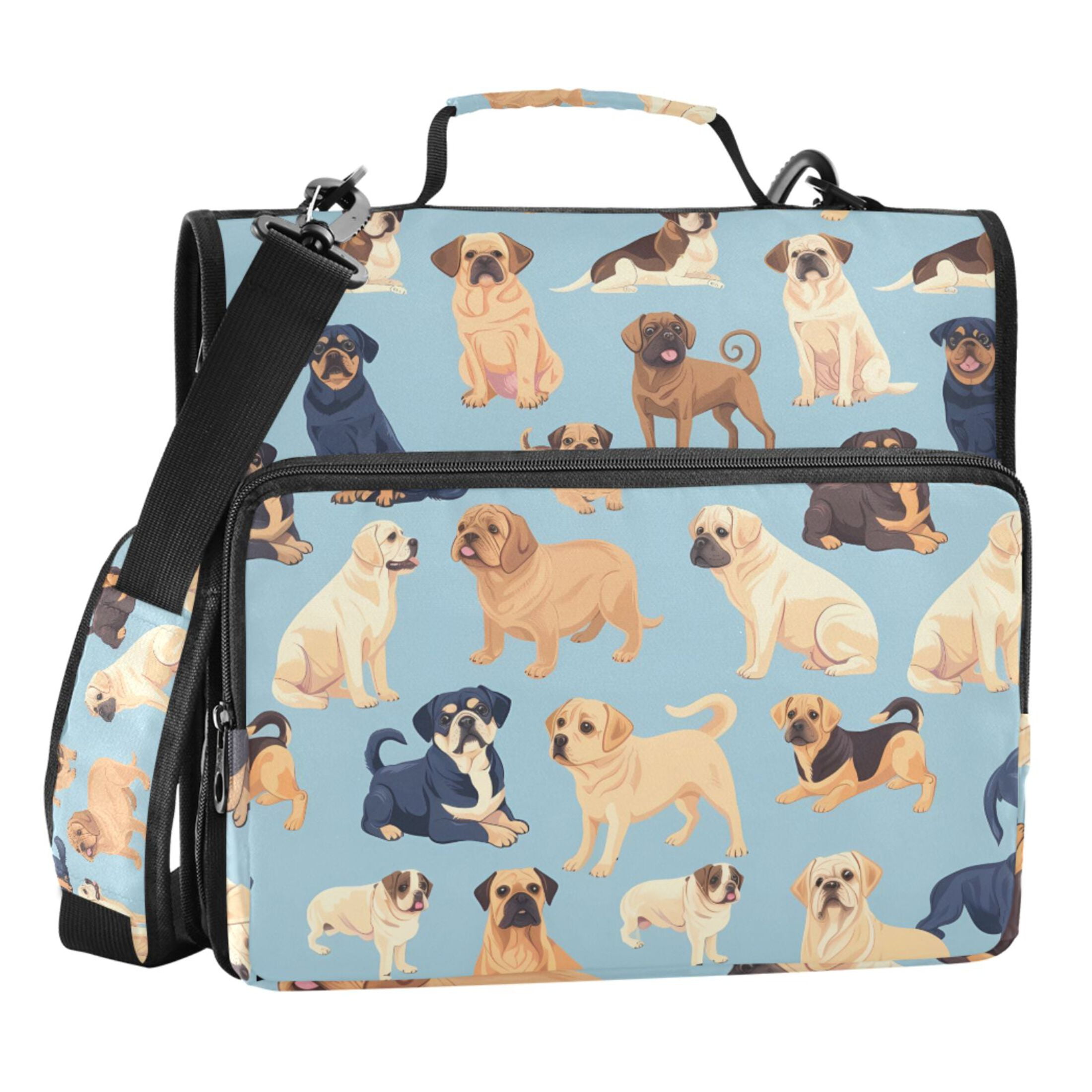ALAZA Zipper Binder Cartoon Dogs 3 Ring Trapper Keeper File Folder Organizer Bag