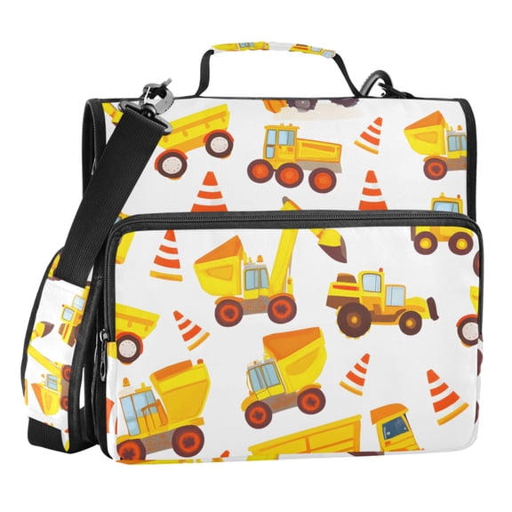 ALAZA Zipper Binder Cartoon Excavator Trucks-h3 3 Ring Trapper Keeper File Folder Organizer Bag
