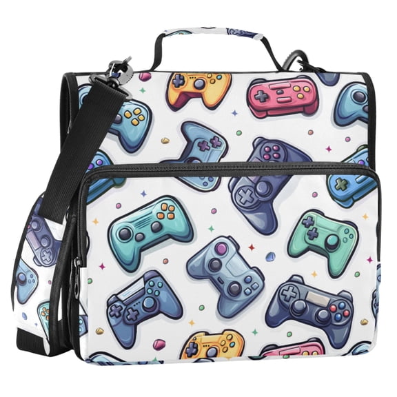 ALAZA Zipper Binder Cartoon Game Controller 2 in 3 Ring Trapper Keeper 500 Sheet Capacity File Folder Organizer Bag