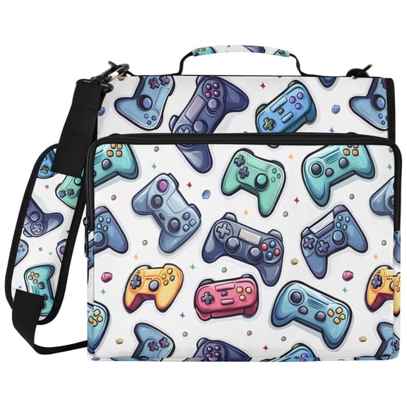 ALAZA Zipper Binder Cartoon Game Controller Pattern 2 inch 3 Ring 500 Sheet Capacity Trapper Keeper File Folder Organizer Bag