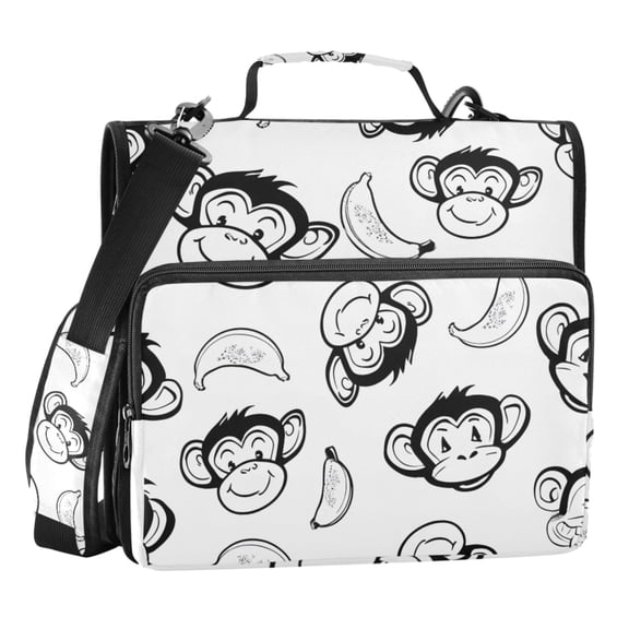 ALAZA Zipper Binder Cartoon Monkey Banana-1 3 Ring Trapper Keeper File Folder Organizer Bag