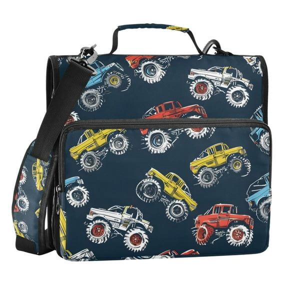 ALAZA Zipper Binder Cartoon Monster Trucks Comic 3 Ring Trapper Keeper File Folder Organizer Bag