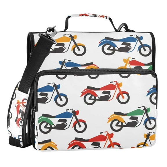 ALAZA Zipper Binder Cartoon Motorbikes 3 Ring Trapper Keeper File Folder Organizer Bag