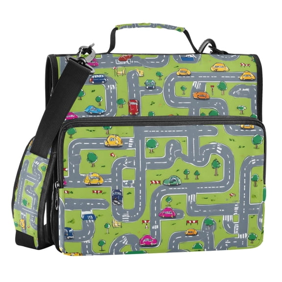 ALAZA Zipper Binder Cartoon Truck Excavators-1 3 Ring Trapper Keeper File Folder Organizer Bag