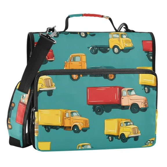 ALAZA Zipper Binder Cartoon Trucks Vehicle-t2 3 Ring Trapper Keeper File Folder Organizer Bag